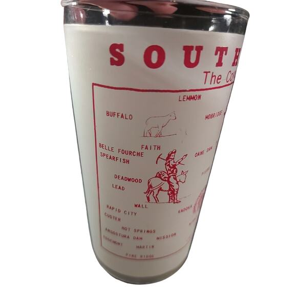 Vintage State Of South Dakota Souvenir Frosted Drinking Glass Hazel Atlas Flaw - Picture 11 of 14